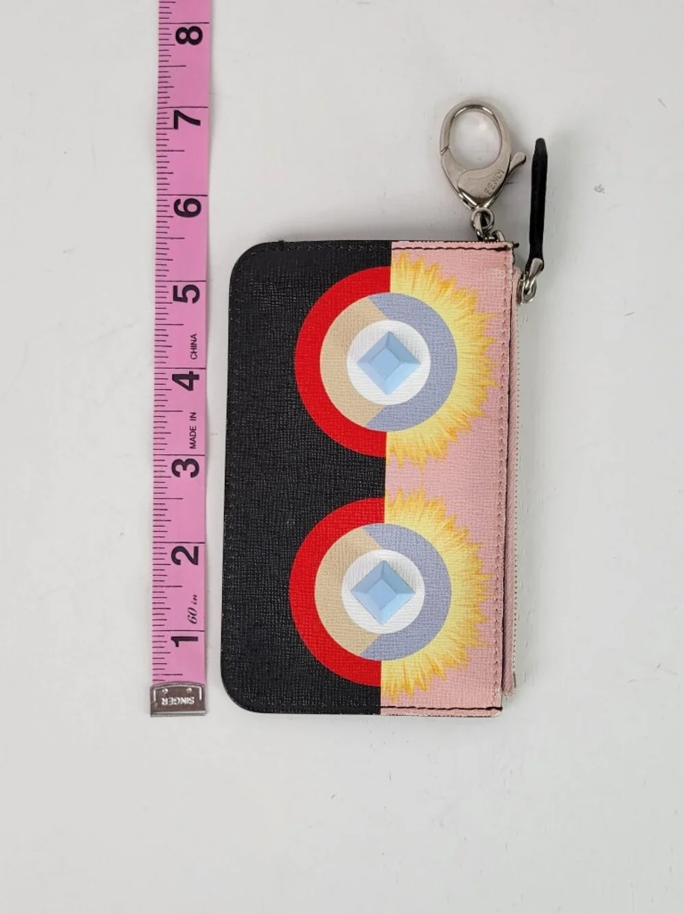 FENDI Hypnoteyes Vitello Leather Keychain Wallet